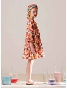 Dievčenské bavlnené šaty zippy oranžová farba, mini, áčkový strih