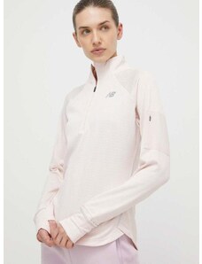 Bežecké tričko s dlhým rukávom New Balance Heat Grid Half Zip ružová farba, WT23252QPH