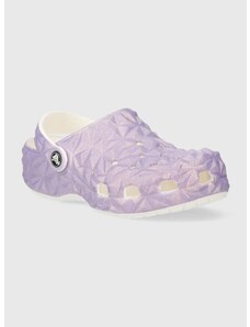 Detské šľapky Crocs CLASSIC IRIDESCENT GEO CLOG fialová farba