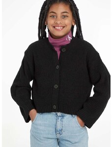 Detský sveter Calvin Klein Jeans čierna farba, tenký
