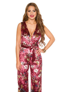 Style fashion Sexy KouCla jumpsuit velvet look with floral print