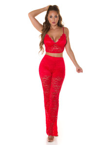 Style fashion Soo Sexy! lace 2Piece Set / Crop Top + Pants