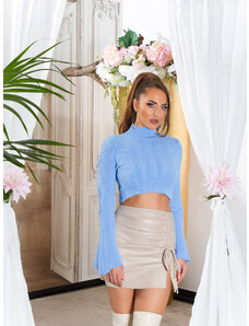 Style fashion Sexy cropped jumper with flared sleeves