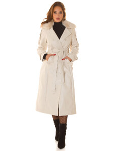 Style fashion Sexy faux leather winter coat in Trenchcoat Look