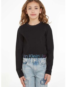 Detské tričko s dlhým rukávom Calvin Klein Jeans čierna farba