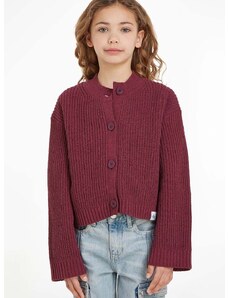 Detský sveter Calvin Klein Jeans bordová farba, tenký