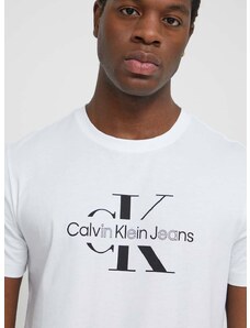 Bavlnené tričko Calvin Klein Jeans pánsky,biela farba,s potlačou,J30J325190