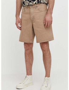 Rifľové krátke nohavice Levi's pánske, béžová farba