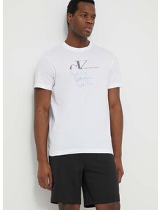 Bavlnené tričko Calvin Klein Jeans pánsky, biela farba, s potlačou, J30J325352