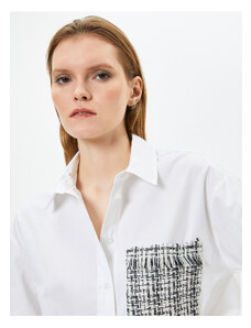 Koton Popelínová košeľa s dlhým rukávom zapínaná na gombíky z tvídovej bavlny