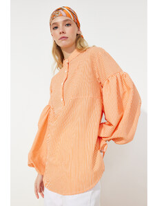 Trendyol Modest Oranžová tkaná tunika s balónovým rukávom Seersucker