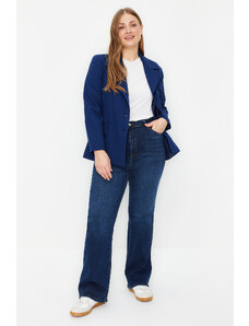 Trendyol Curve Tmavomodré španielske džínsy s vysokým pásom
