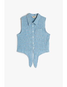 Koton Dievčenská kockovaná košeľa v modrej farbe