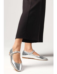 Mio Gusto Dámske balerínové topánky Gillian Silver s tupou špičkou