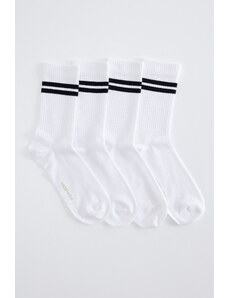 Katia&Bony Balenie 4ks pruhovaných ponožiek v bielej farbe
