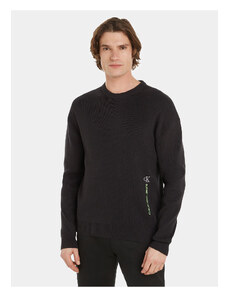 Calvin Klein Pánsky sveter s dlhým rukávom na voľný čas čierny sveter -BEH