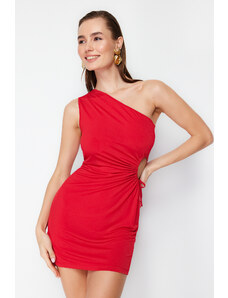 Trendyol Red With Fitted Window/Cut Knitted Out Detailed Evening Dress