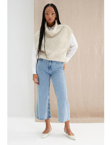 Trendyol Collection Svetlomodré culotte džínsy s vysokým pásom