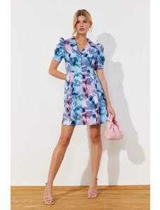 Trendyol Multicolor A-line Print Balloon Sleeve Mini Woven Dress