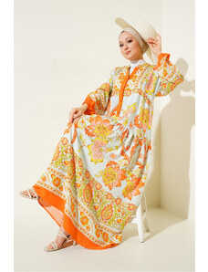 Bigdart 2423 Autentické vzorované šaty - oranžové