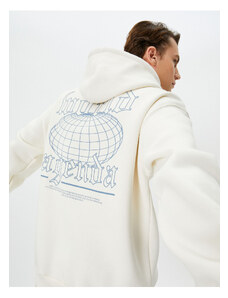 Koton Oversize Sweatshirt Hooded with Printed Slogan on the Back