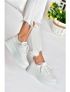 Fox Shoes 09 Biela dámska športová obuv s vysokou podrážkou Tenisky