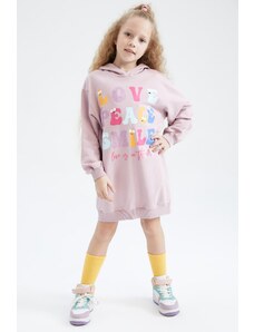 DeFacto Dievčenské mikinové šaty s kapucňou s potlačou
