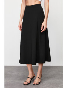 Trendyol Collection Čierna rozšírená maxi strečová pletená sukňa