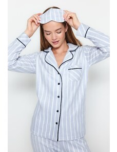 Trendyol Collection Súprava pleteného pyžama s modrým pruhovaným lemom