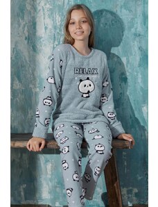 Pijamaevi Dievčenská súprava plyšového pyžama so vzorom Mint Relax Panda