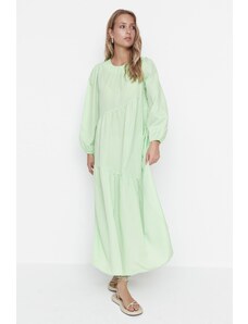 Trendyol Modest Svetlozelené tkané šaty z bavlny
