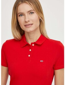 Polo tričko Tommy Jeans dámsky,červená farba,DW0DW17220