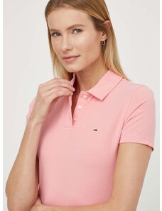 Polo tričko Tommy Jeans dámsky,ružová farba,DW0DW17220