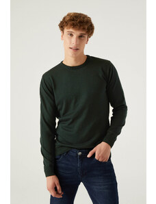 D'S Damat Pletený sveter zo zmesi khaki bavlny Regular Fit
