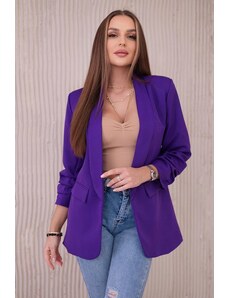 MladaModa Elegantné sako s nariasenými rukávmi model 9709 tmavé fialové