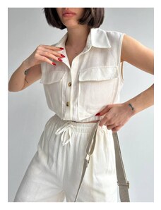 Laluvia Ecru 100% bavlna elastická vesta a nohavice obliečky