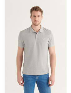 Avva Pánske šedé tričko s golierom Polo golier zo 100 % bavlny Cool Regular Fit