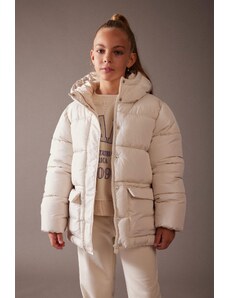 DeFacto Dievčenský vodeodolný kabát s fleecovou podšívkou s kapucňou
