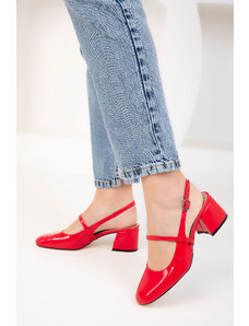 SOHO Dámske klasické topánky na podpätku z červenej lakovanej kože