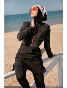 Marina Parachute Black Full Coasted Hijab Swimsuit
