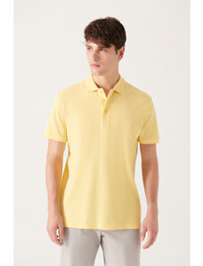 Avva Pánske žlté 100% bavlnené tričko Regular Fit Polo Golier