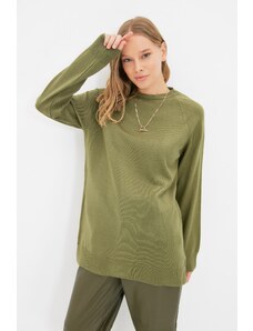 Trendyol Modest Zelený pletený sveter Crew Neck