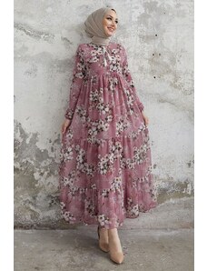 InStyle Šifónové šaty so vzorom Liviza - Dusty Rose