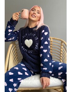 Pijamaevi Dámska súprava plyšového pyžama v námorníckej modrej Self Love