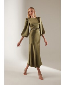 BETTY & SAM Khaki zásnubné šaty Heleny so špeciálnym dizajnom