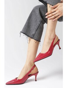 Mio Gusto Dámske topánky na podpätku s hadím vzorom v červenej farbe Rochelle