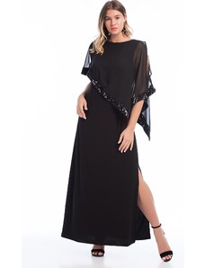 Şans Dámske veľké čierne flitrované šaty 65n14379