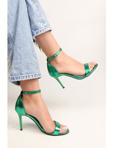 Shoeberry Dámske topánky Dianthus smaragdovo zelené s jedným remienkom na podpätku
