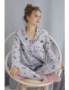 STRAWBERRY Pyžamová súprava - Sivá - Srdce
