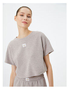 Koton Crop Pajama Top Textured Short Sleeve Crew Neck